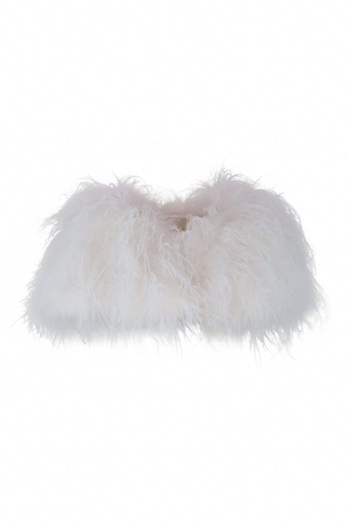 Delphine Ostrich Feather Capelet in Snow - Mode & Affaire