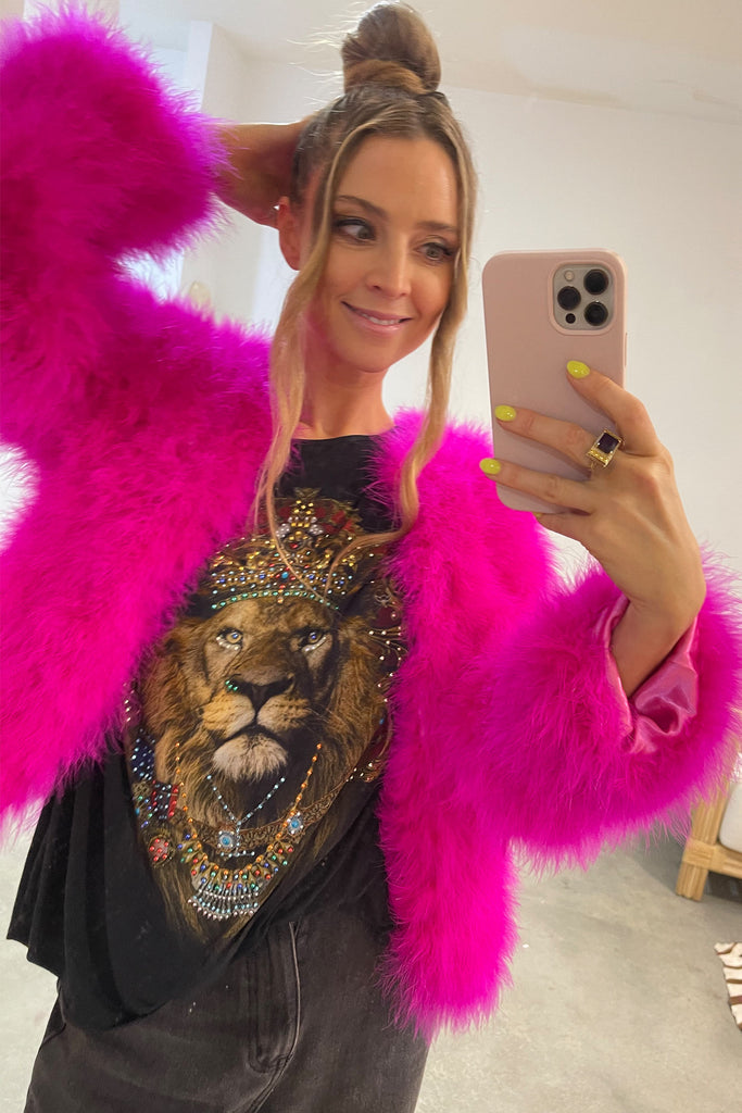 Saville Fluffy Pink Jacket - Mode & Affaire