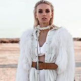 Elodie Cropped Fur Jacket in Snow - Mode & Affaire