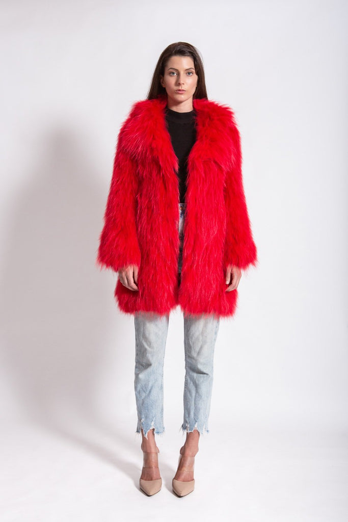 One More Dance Fluffy Jacket in Maraschino - Mode & Affaire