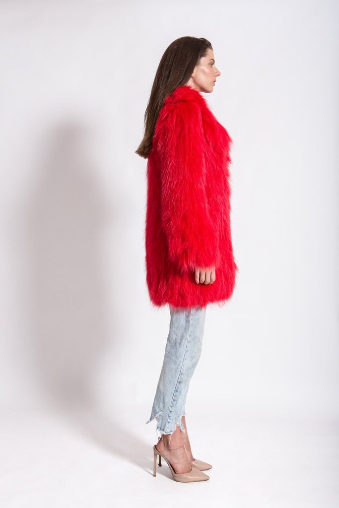 One More Dance Fluffy Jacket in Maraschino - Mode & Affaire