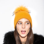 Fur Beanie in Chartreuse - Mode & Affaire