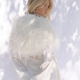 Delphine Ostrich Feather Capelet in Snow - Mode & Affaire