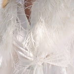 Delphine Ostrich Feather Capelet in Snow - Mode & Affaire