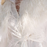 Delphine Ostrich Feather Capelet in Snow - Mode & Affaire