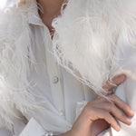 Ostrich Bridal Feather Bolero in Snow - Mode & Affaire