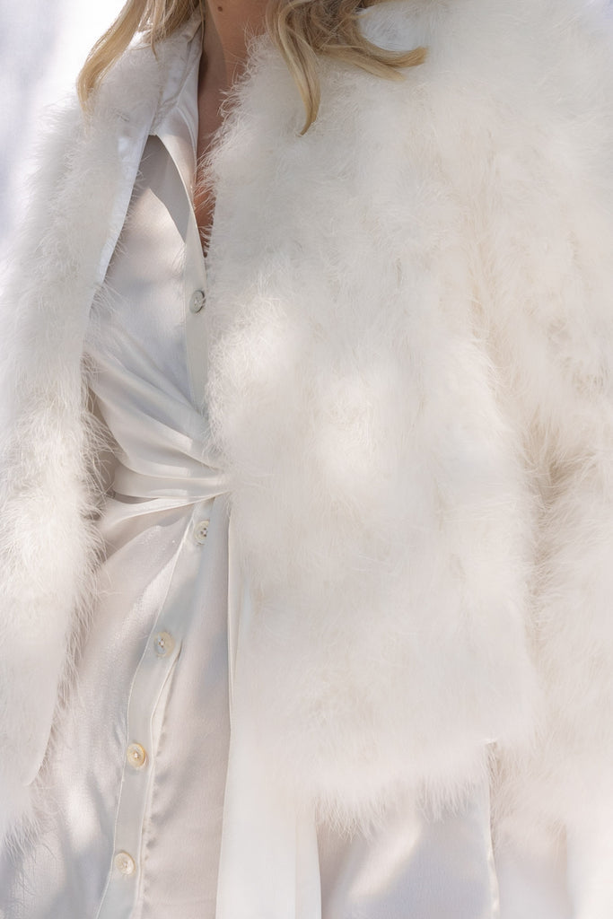 Saville Marabou Jacket in Snow - Mode & Affaire
