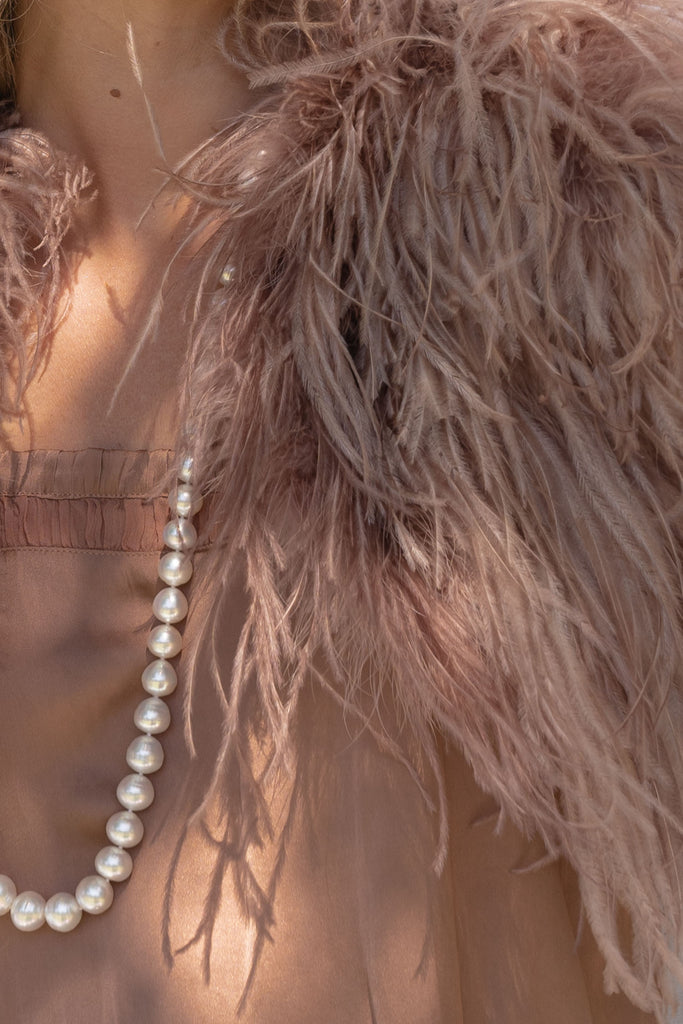 Ostrich Feather Bolero in French Rose - Mode & Affaire