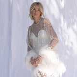 Long Sleeve Sparkle Feather Mini Dress - Mode & Affaire