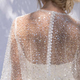 Long Sleeve Sparkle Feather Mini Dress - Mode & Affaire