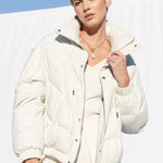 Berlin Leather Puffer in Stone - Mode & Affaire