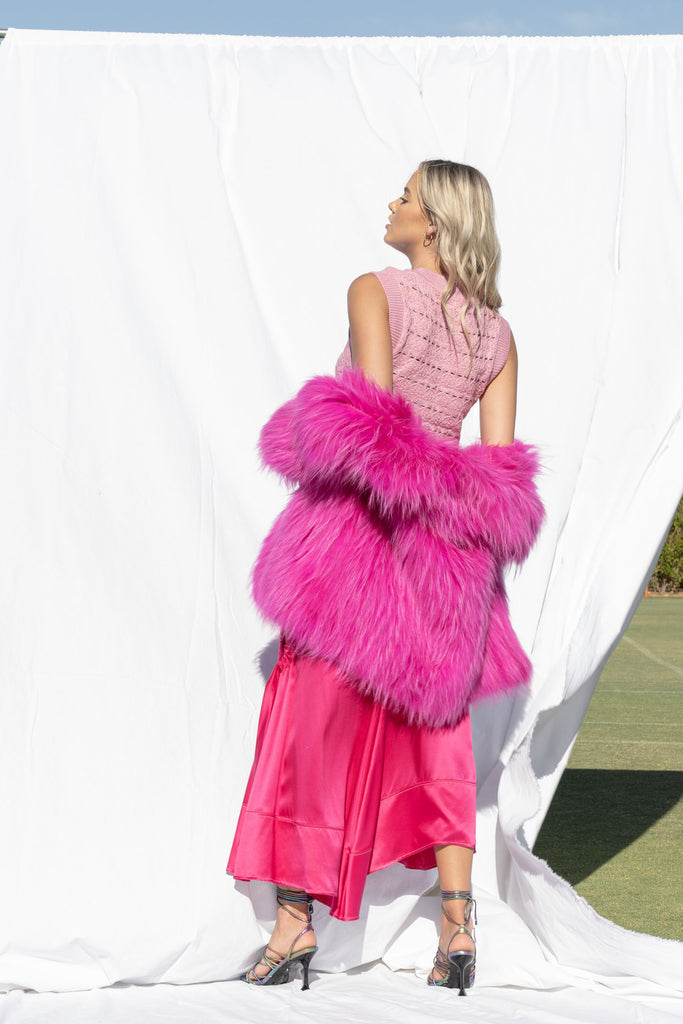 One Mode Dance Fluffy Coat in Flamingo - Mode & Affaire