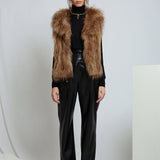 Sylvie Cropped Fur Vest in Natural - Mode & Affaire