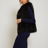 Sylvie Cropped Fur Vest in Onyx - Mode & Affaire
