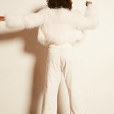 Elodie Cropped Fur Jacket in Snow - Mode & Affaire