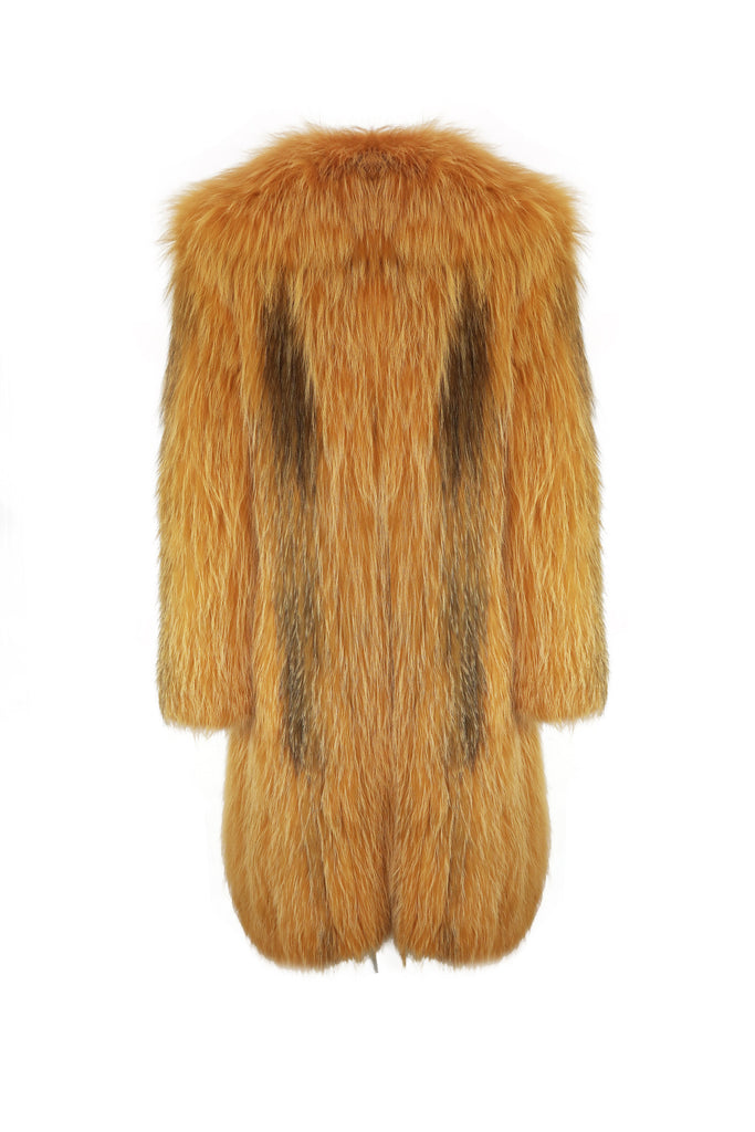 Long Silver Fox Fur Coat in Tangello - Mode & Affaire