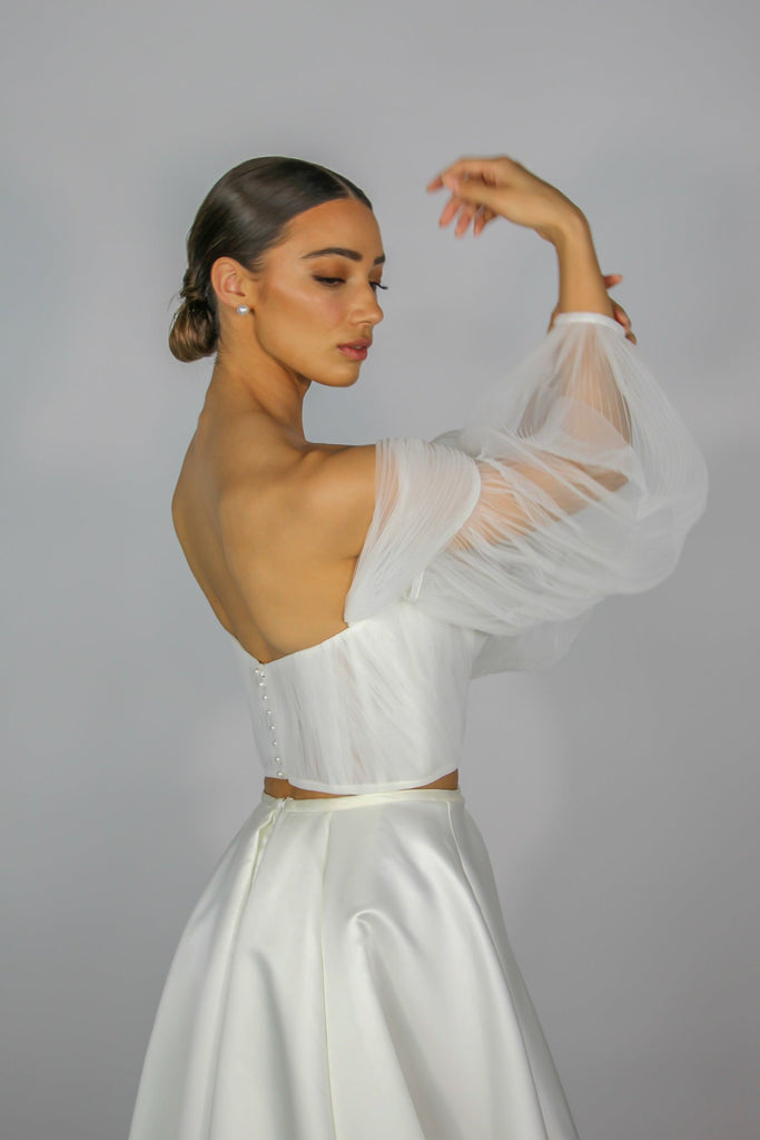 La Femme Tulle Top White - Mode & Affaire