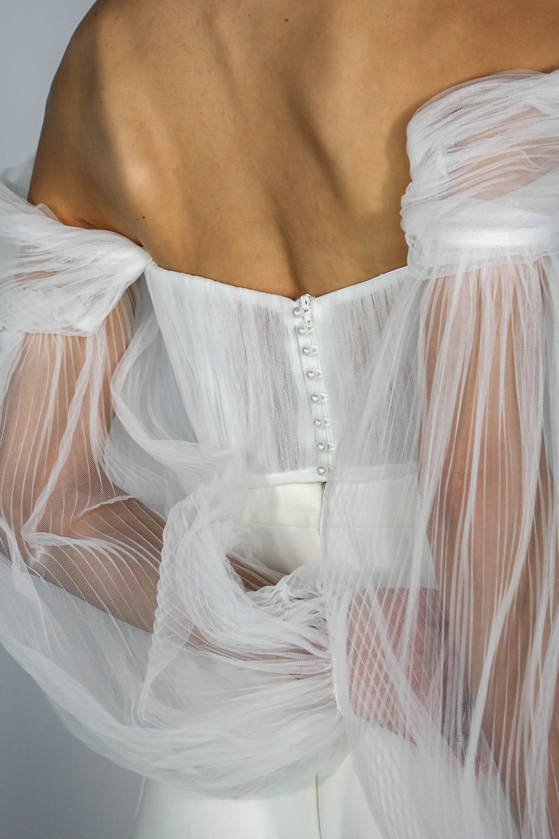 La Femme Tulle Top White - Mode & Affaire