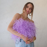 'Night Fever' Strapless Feather Top Wisteria - Mode & Affaire