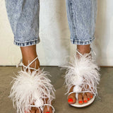 Ostrich Feather Heels in Snow - Mode & Affaire