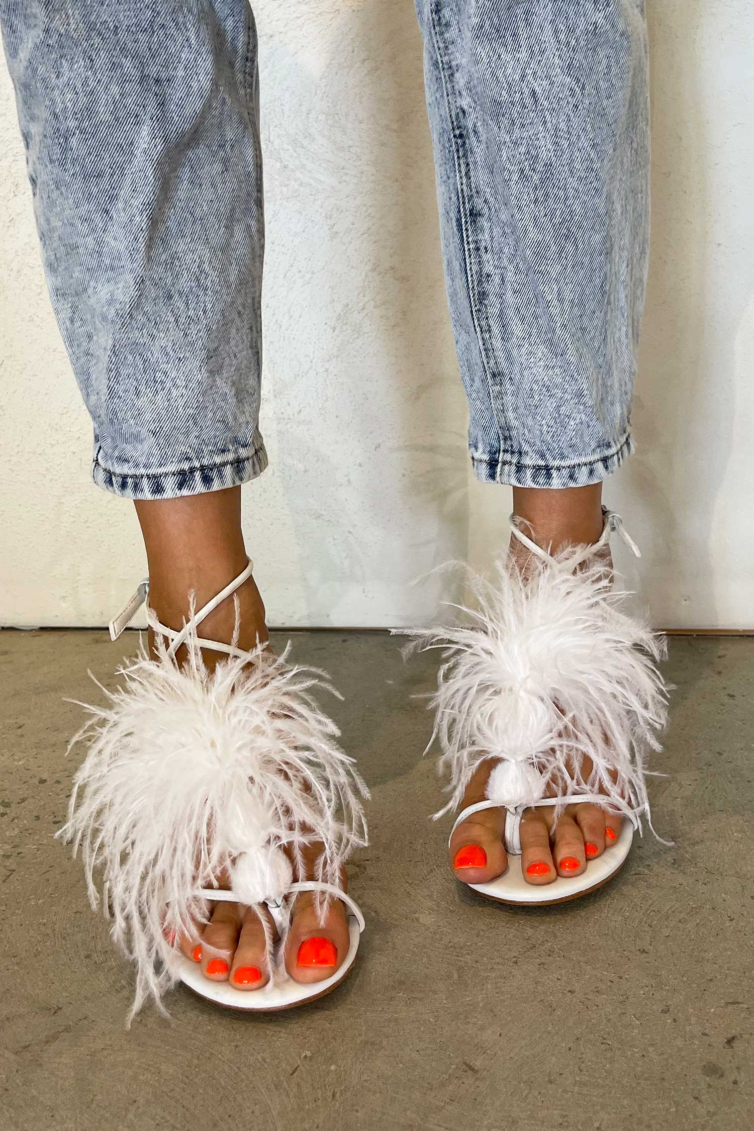 Ostrich Feather Heels in Snow - Mode & Affaire