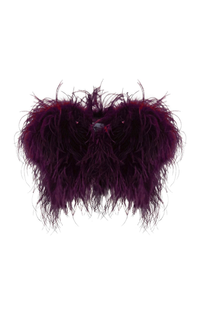Ostrich Feather Bolero Mulberry - Mode & Affaire