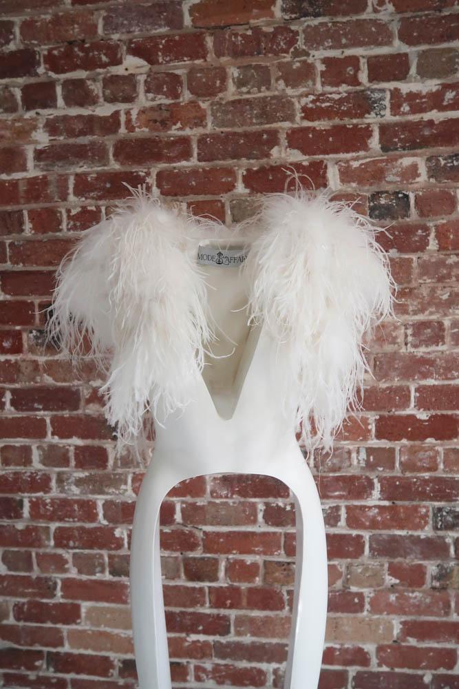 Ostrich Bridal Feather Bolero in Snow - Mode & Affaire